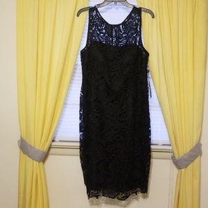 Adrianna Papell Illusion Neck Lace Dress